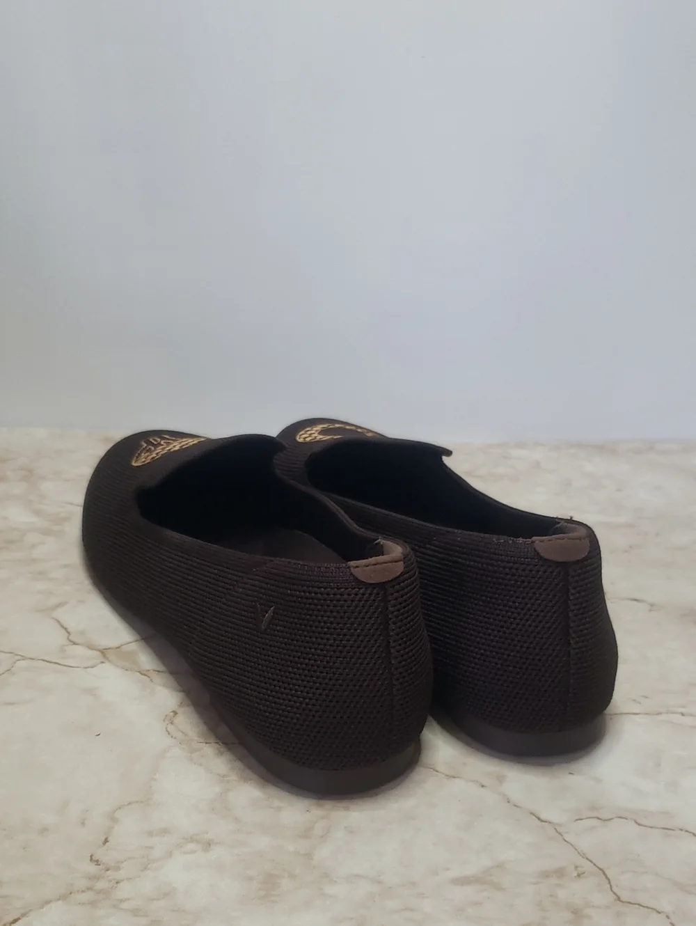 VIVALA Audrey Brown Slip-On Loafers with Gold Embroidery Size 38 New